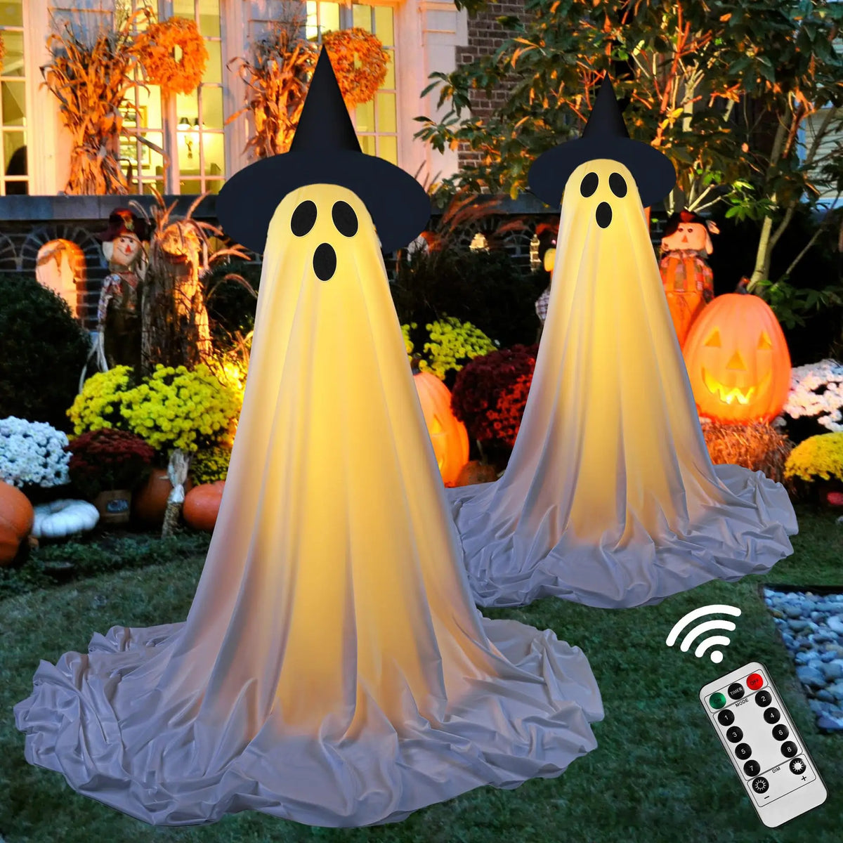 Halloween Ghost Hanging with String Lights Spooky Ghost Lighted Spooky for Home Indoor Garden Yard Lawn Party Prop Decoration