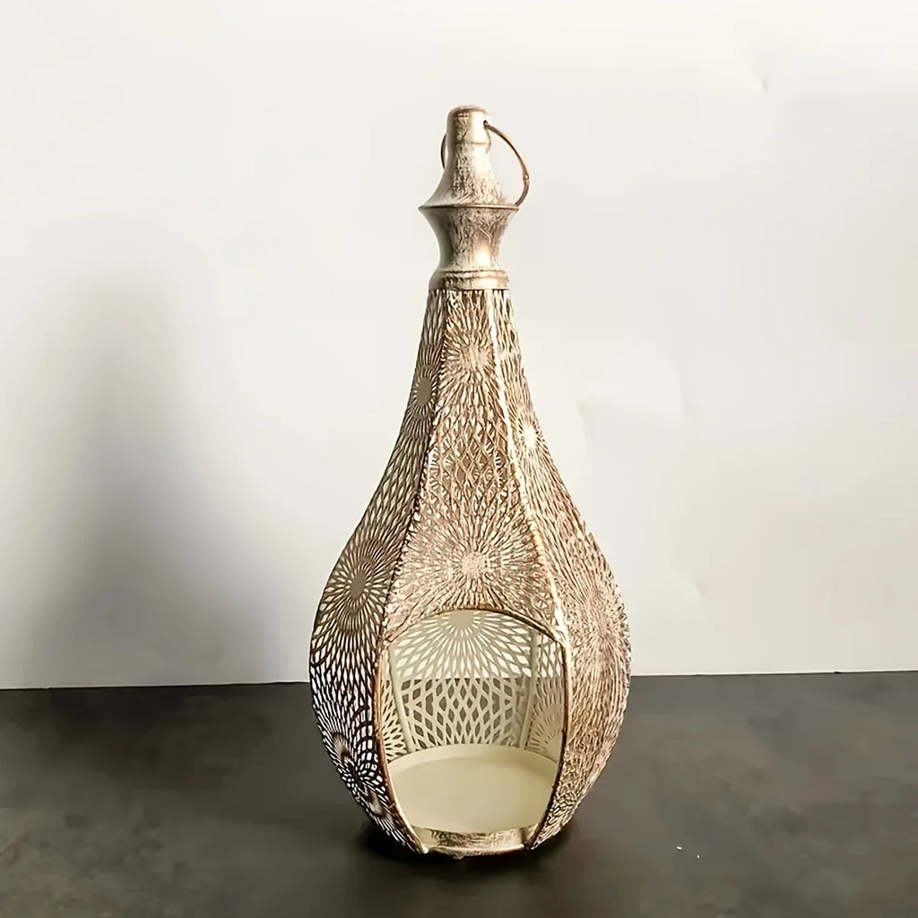 Elegant Metal Lantern Candle Holder - Decorative Tabletop Lantern for Home, Perfect for Chinese New Year & Ramadan Celebrations