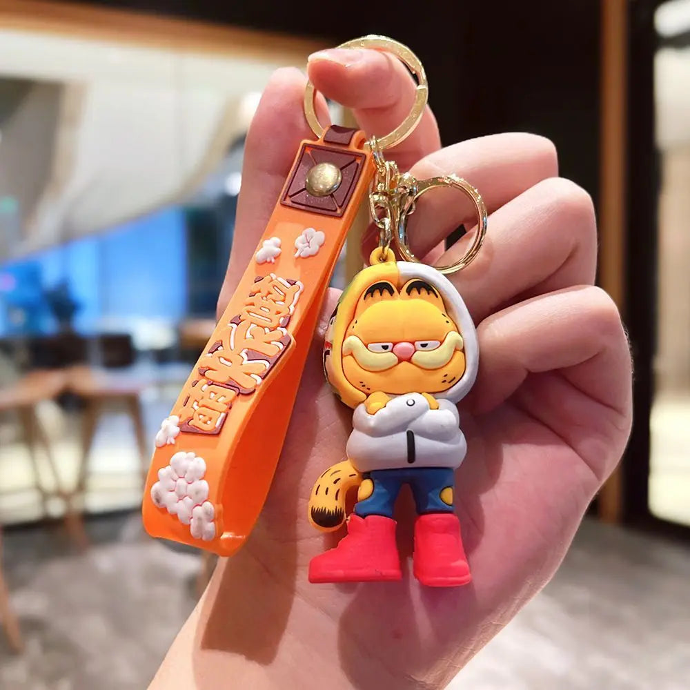 Garfield cartoon cute plush doll keychain kawaii for boys girls and couples backpack charm accessory anime merchandise wholesale