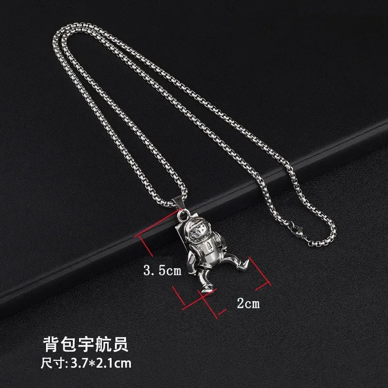 Rotatable Bear Doll Pendant Stainless Steel Necklace Men and Women Hip-hop Personality Simple Cartoon Sweater Chain Wholesale