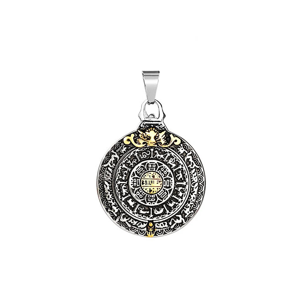 Retro Amulet Nine Palaces Bagua Pendant Stainless Steel Zodiac Men Necklace Punk Pendant Chain Fashion Jewelry Gift