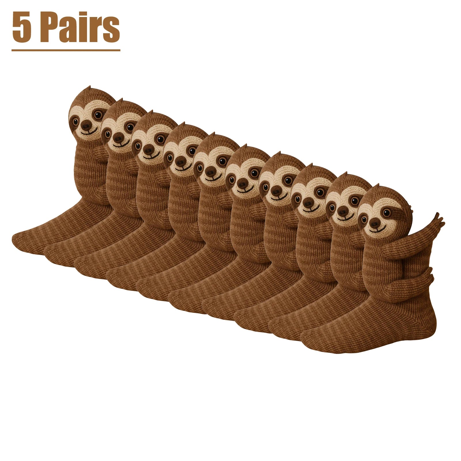 5-1 Pairs 3D Tree Rat Knitted Animal Socks Breathable Knit Plush Socks Comfortable Fashion Knit Socks Gifts for Animal Lovers