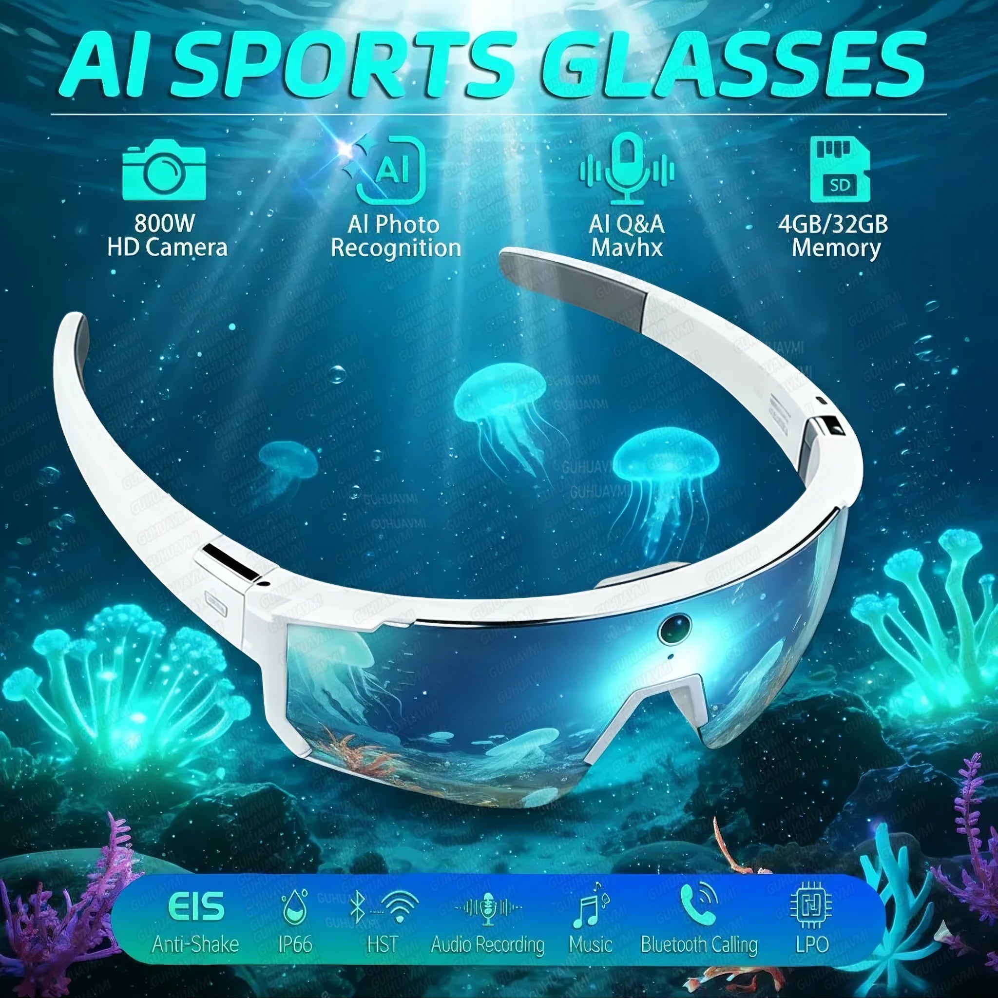 2026 New Smart Glasses Men 800W HD Photo Video Bluetooth Call Translation Anti Glare Running Baseball Sunglasses Cycling Glasses