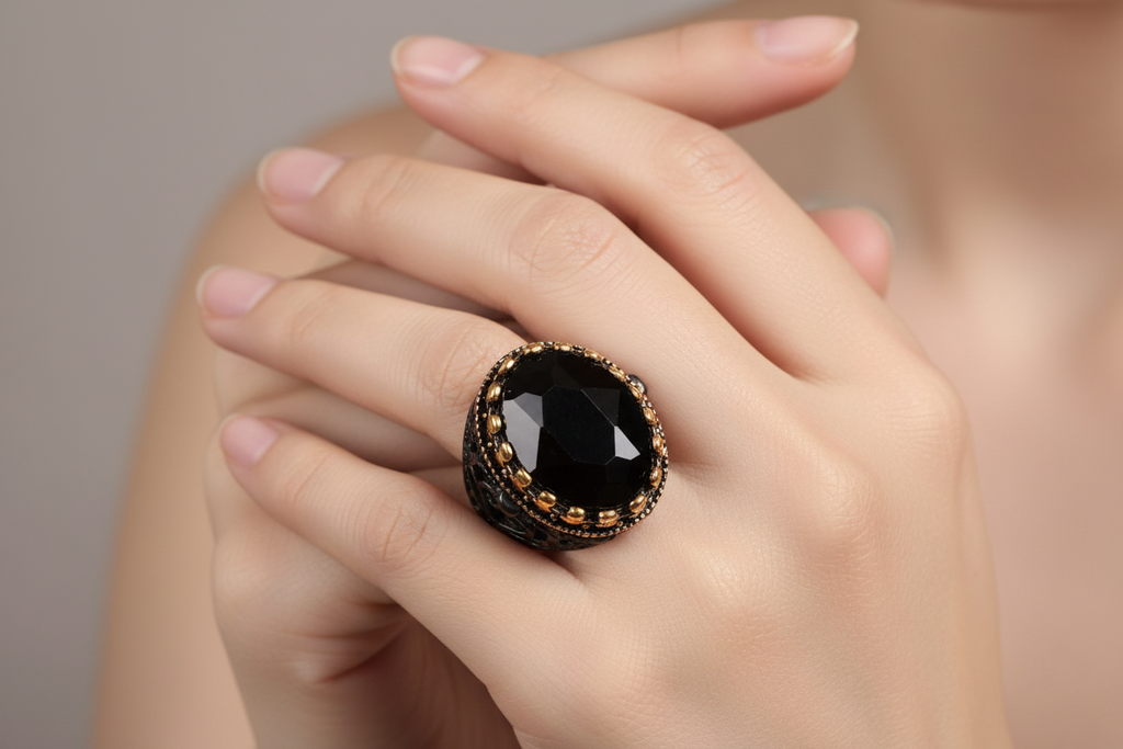 New Copper Material Open Adjustable Ring Amber Gemstone Personality High Jewelry Fashion Luxury Business Men's High-end Ring