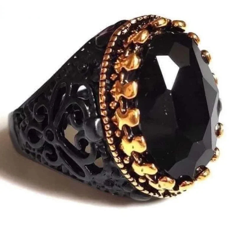 New Copper Material Open Adjustable Ring Amber Gemstone Personality High Jewelry Fashion Luxury Business Men's High-end Ring