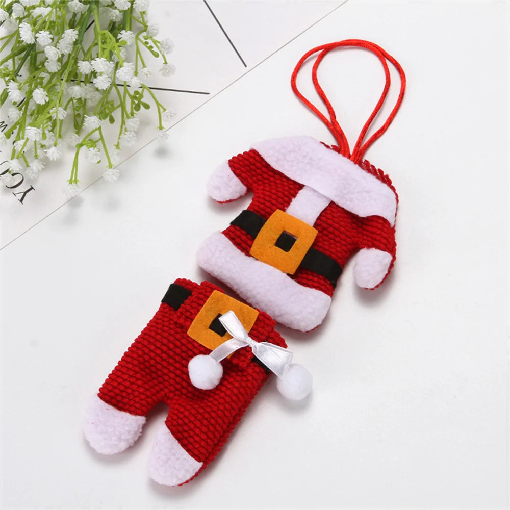 Christmas Decorations Tableware Bag Santa Suit Gift Bags Cute Knifes Fork Holder New Year Party Table Dinner Cutlery Suit Home