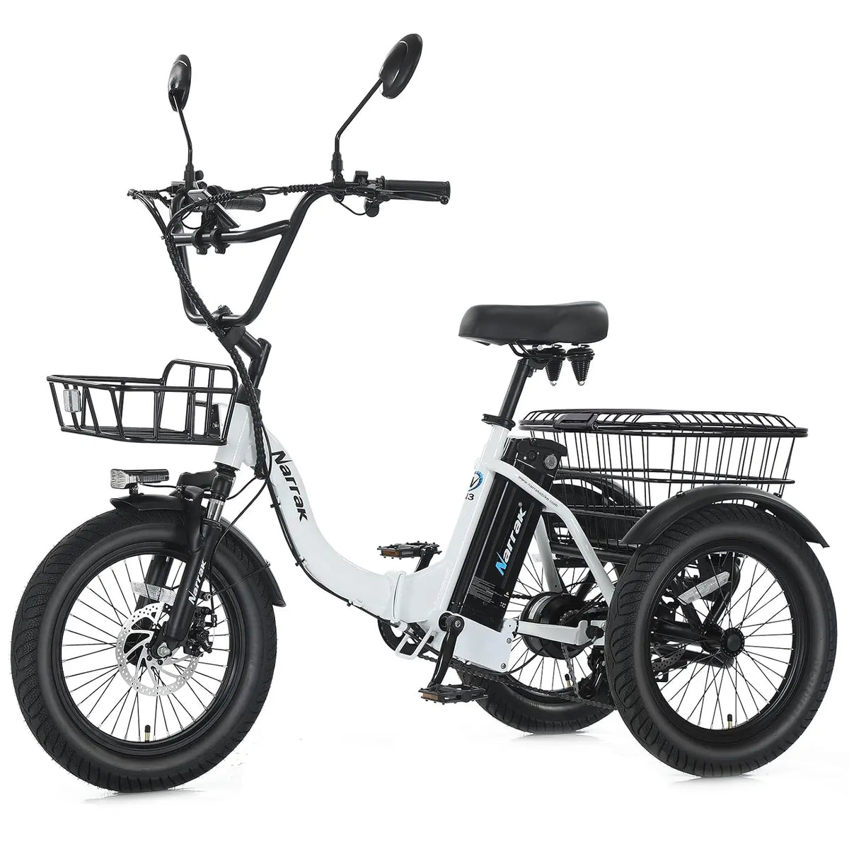Electric Tricycle 18x3.0 Fat Tire Folding 3 Wheel Step-Thru Ebike 468WH Battery Basket, Customized