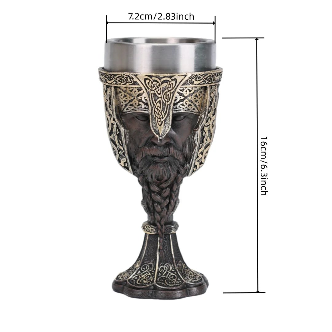 Medieval Viking Wine Goblet Nordic Viking Warrior Dragon Chalice Stainless Steel Insert Resin Themed Party Decoration
