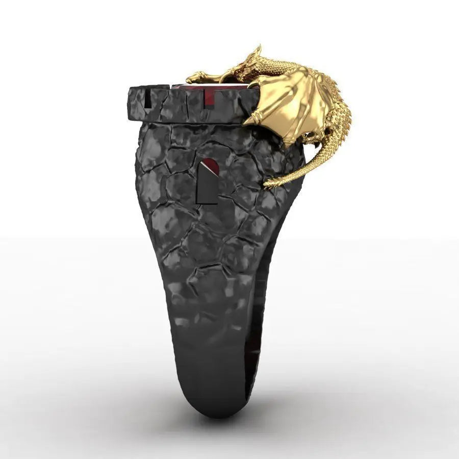 New Arrival Punk Gothic Rock Style Two-Tone Gold Silver Dragon Ring for Men Personality Jewelry Wholesale