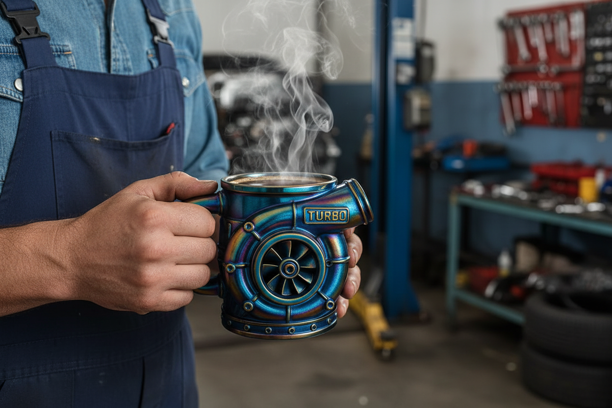 Turbocharger Design Cup: Unique V8 Turbocharged Engine Coffee Mug Handcrafted Gift Drinkware Gift For Men Water Container Gift