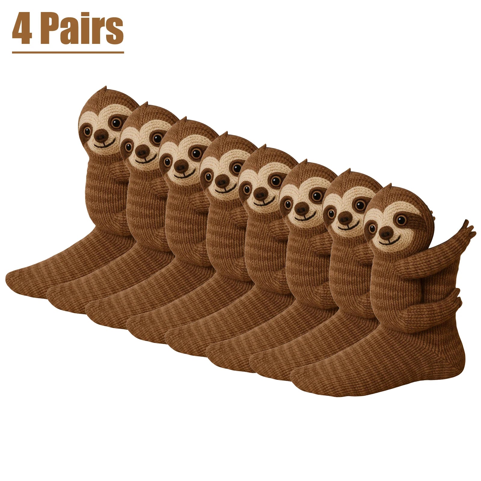 5-1 Pairs 3D Tree Rat Knitted Animal Socks Breathable Knit Plush Socks Comfortable Fashion Knit Socks Gifts for Animal Lovers