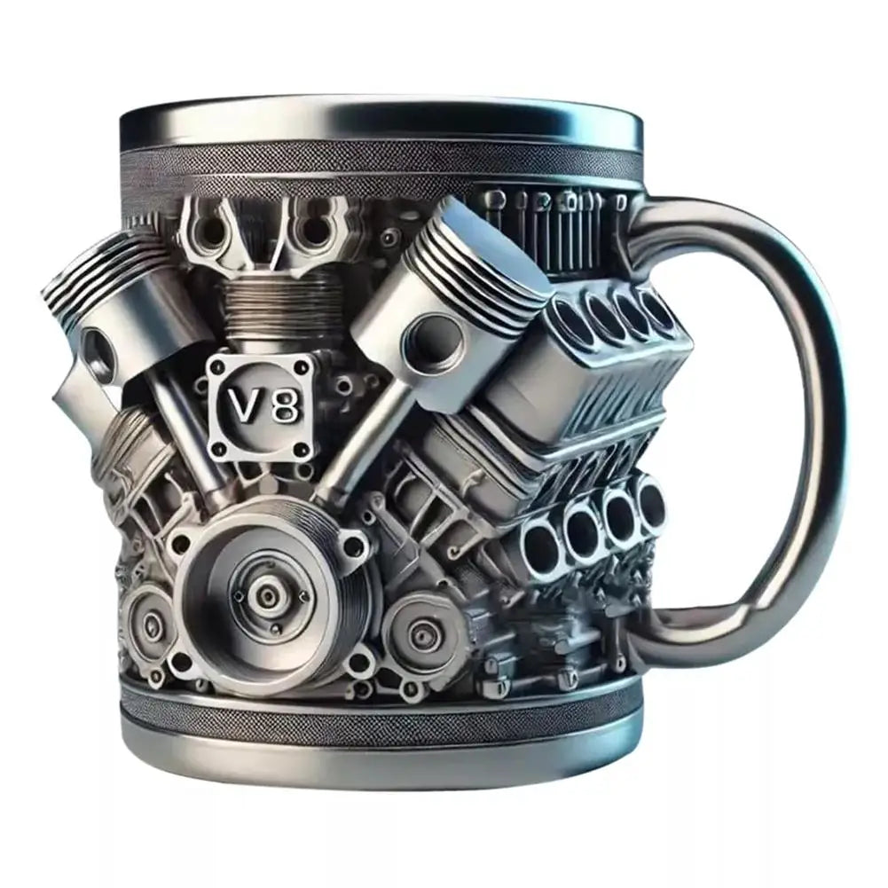 Cup For Car Enthusiasts V8 Engines Stainless Steel Coffee Mug Funny V6 Car Engine Design Mug Coffee Cup Cocktail Mug Tea