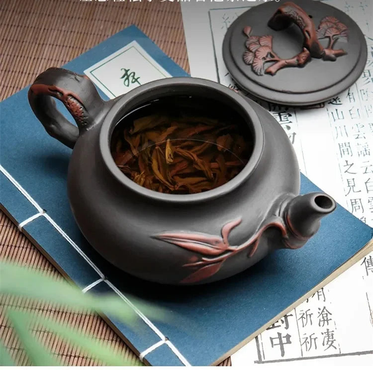 Yixing-Purple Clay Teapot and Teacup Set, Large Capacity, Clay Plum Blossom Pot, Kungfu Tea Set