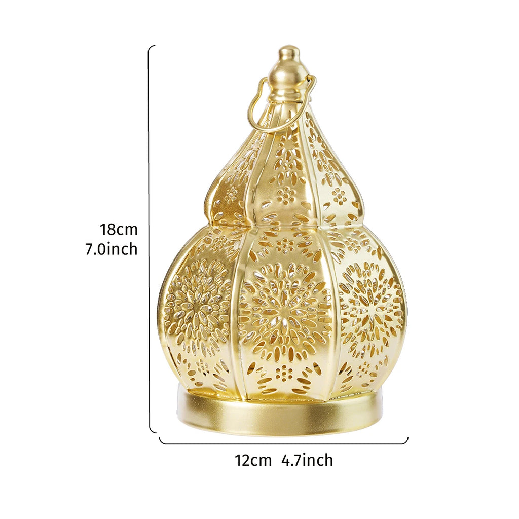 1PC, European-style ironwork hollowed-out gourd-shaped decorative candlestick, Moroccan decorative style candlestick
