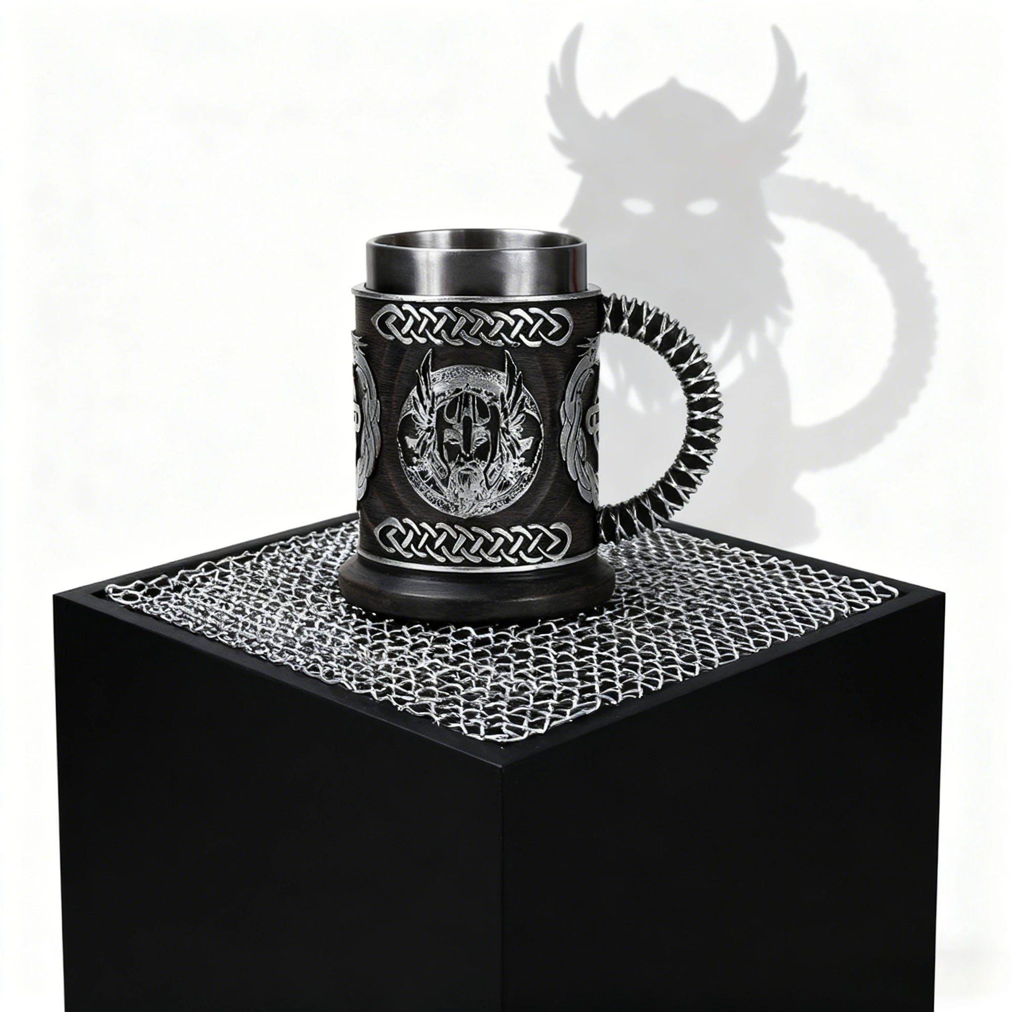New Medieval Norse Mythology Beer Mug - Large Capacity 304 Stainless Steel Odin God of War Unique Wine Cup Creative Drinkware.