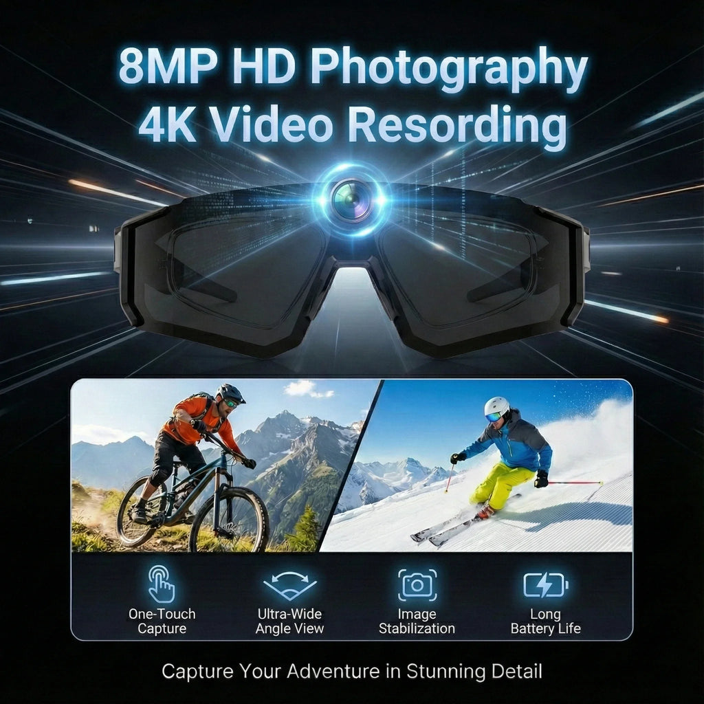 2026 New 800W HD Smart Glasses Men 32GB Photo Video Recording Bluetooth Call Sport Sunglasses Cycling Driver UV400 IP54 Goggles