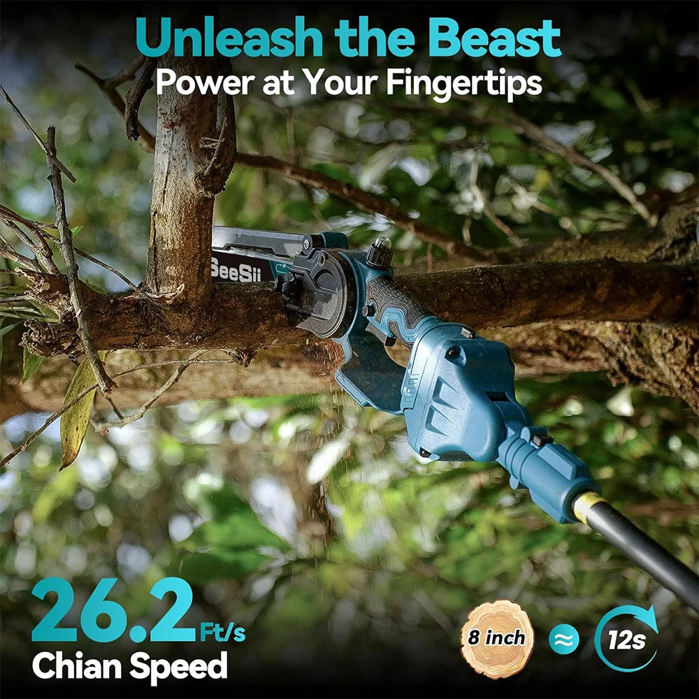 SEESII 2-in-1 Cordless 8 Inch Pole Saw & Mini Chainsaw with 2.5M Extension Pole for Tree Trimming Limb Cutter Prune for Makita 18V battery