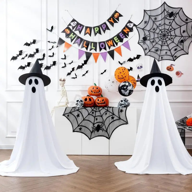 Halloween Ghost Hanging with String Lights Spooky Ghost Lighted Spooky for Home Indoor Garden Yard Lawn Party Prop Decoration