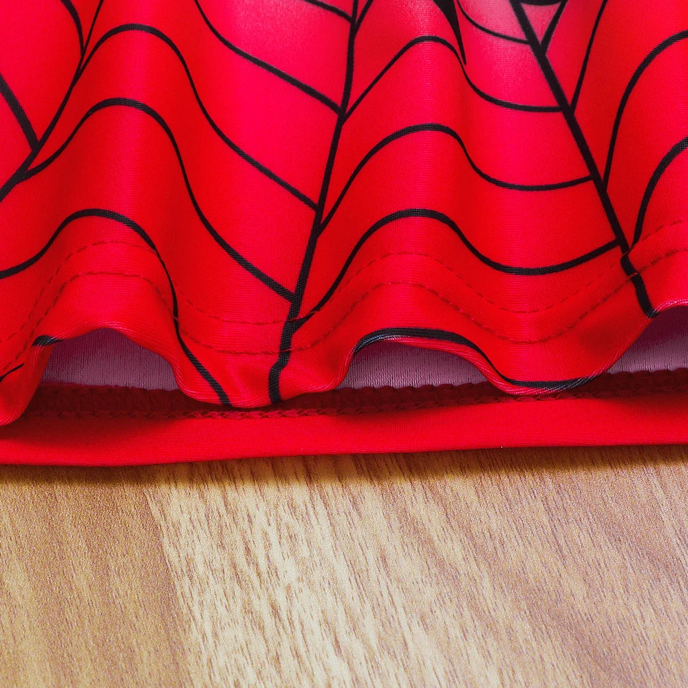 Boys Swimsuit Set Two Piece Spider Print Bathing Suit Short Sleeve Swim Shirts with Trunks Quick Dry Beachwear