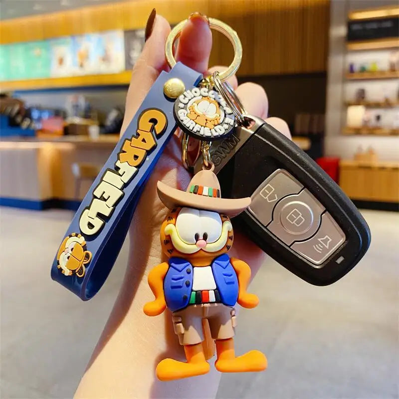 Garfield cartoon cute plush car keychain kawaii for boys and girls couple matching pendant accessory anime merchandise wholesale