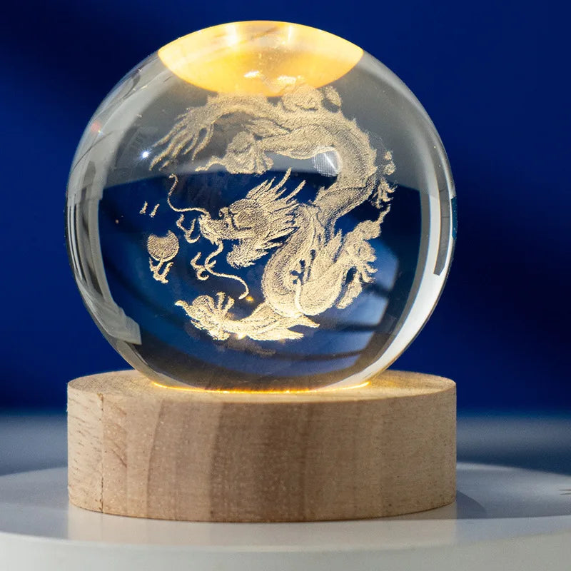 3D Crystal Lights Lamp Glowing Planetary Galaxy Night Light Crystal Ball Night Lights Bedside Light Home Decor Christmas Gift