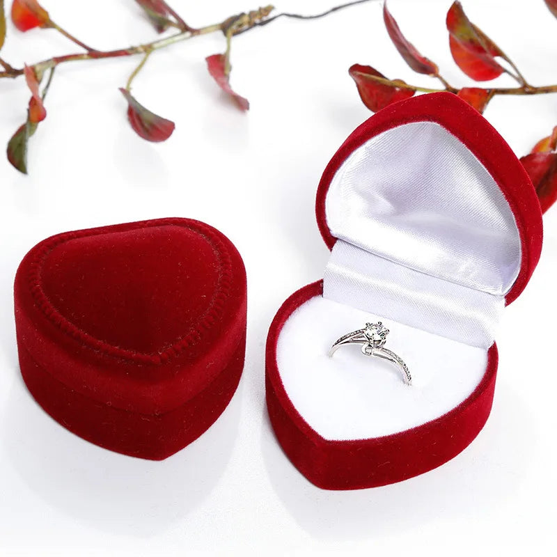 Heart Shaped Velvet Jewelry Box Earring Ring Box Wedding Ring Box Jewelry Display Holder Organizer Storage Gift Packaging Case