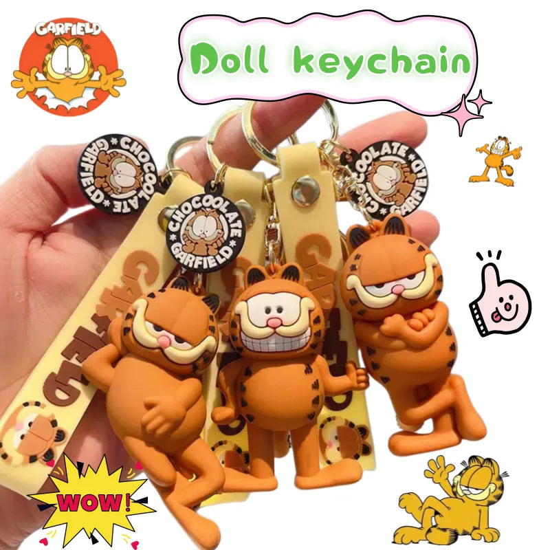 New Garfield Car Doll Keychain Couple Cartoon Cute High Color Value Student Schoolbag Pendant Decorative Small Gift Wholesale