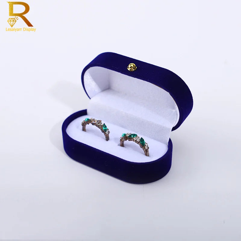 Velvet Trinket Box Ring Box Jewelry Organizer Double Rings BoxJewelry Box Wedding Gift Box Joyeros Organizador De Joyas
