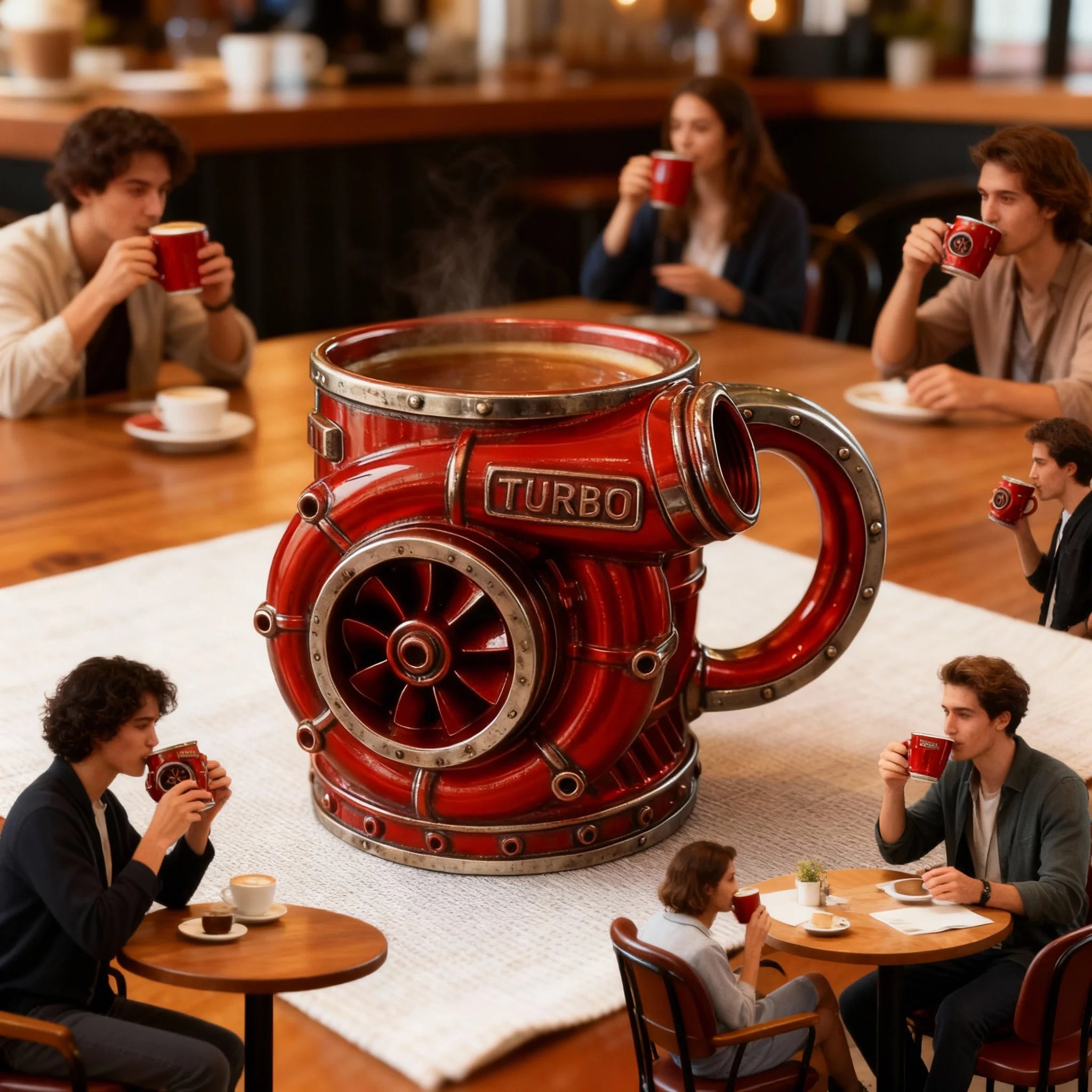 Turbocharger Design Cup: Unique V8 Turbocharged Engine Coffee Mug Handcrafted Gift Drinkware Gift For Men Water Container Gift