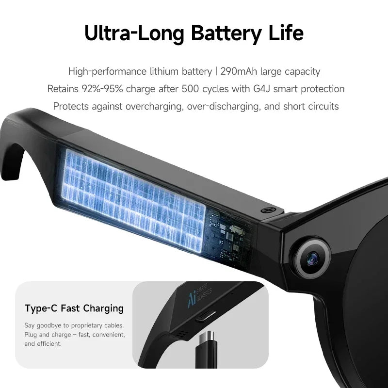 Lenovo 8K HD Smart Glasses 1600W Pixels Camera Shooting Image AI Translation Conversation Recording Music Smart Glasses 2026 New