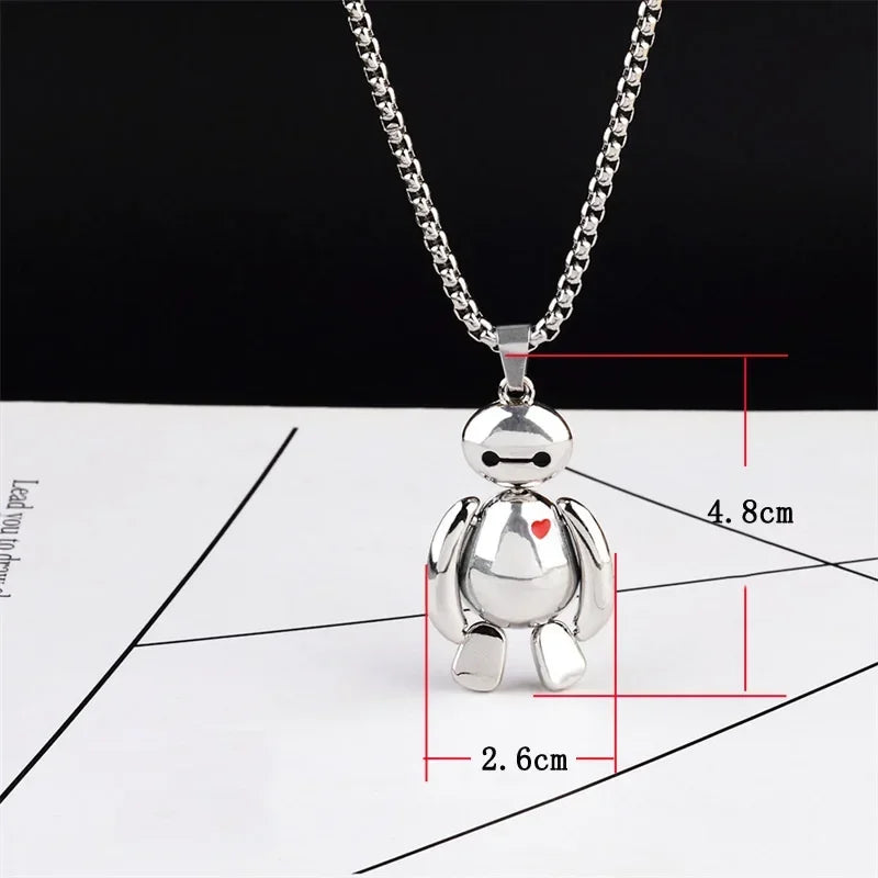 Rotatable Bear Doll Pendant Stainless Steel Necklace Men and Women Hip-hop Personality Simple Cartoon Sweater Chain Wholesale