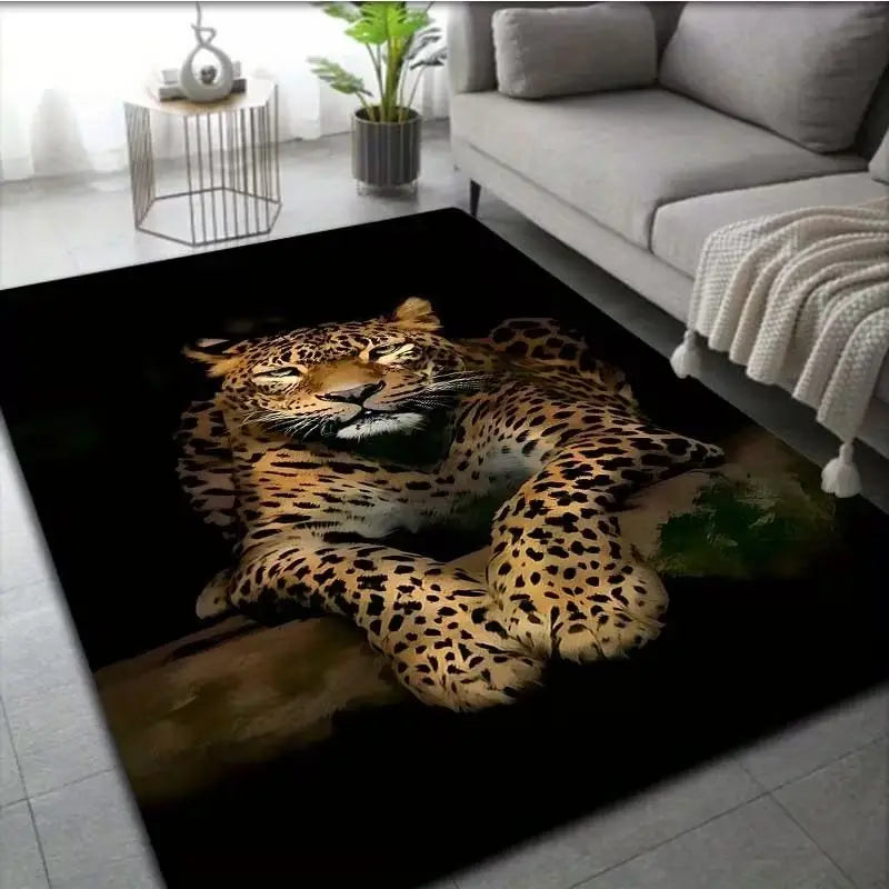 VIKAMA Realistic Animal Print Living Room Rug Stain-Resistant and Machine-Washable Rug for Sofas and Coffee Tables Home Decor