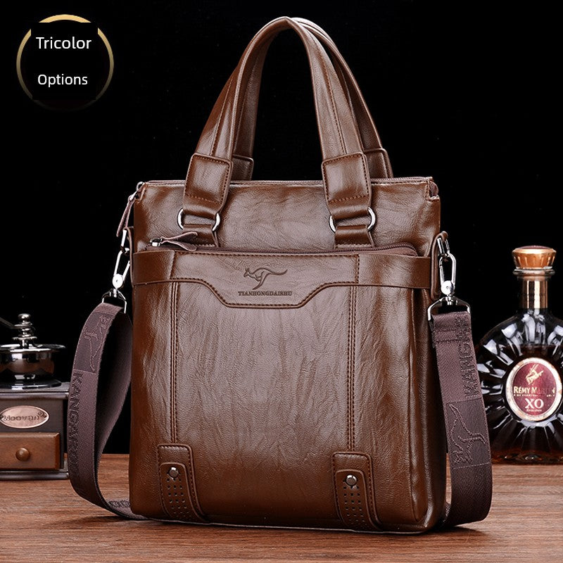 Hong Kong Business Trip Leather Business Vertical Men's Shoulder Bag