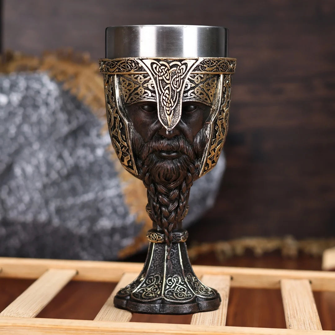 Medieval Viking Wine Goblet Nordic Viking Warrior Dragon Chalice Stainless Steel Insert Resin Themed Party Decoration