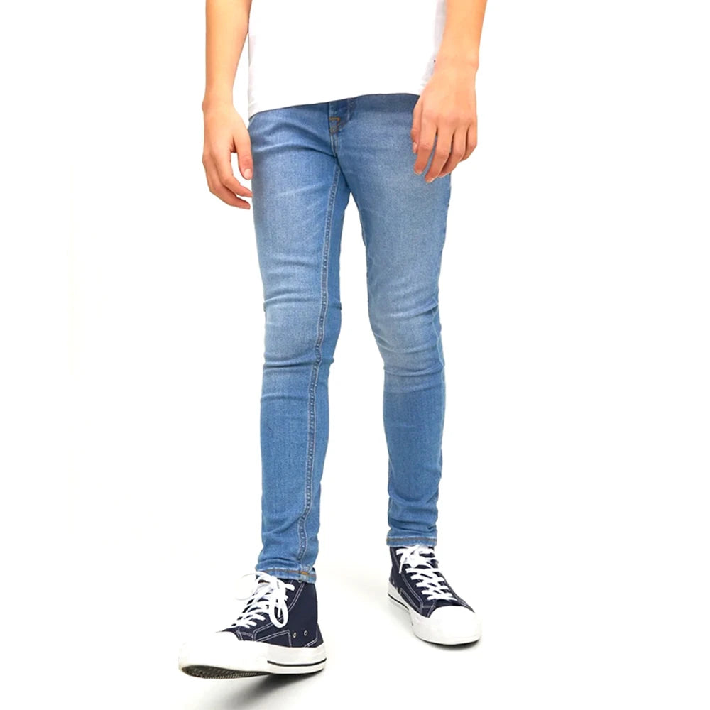 Mens Mid Waist Straight Knitted Distressed Denim Jeans Regular Fit Casual Midweight 100% Cotton High Quality Wholesale Supply
