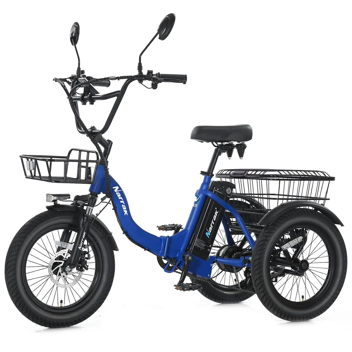 Electric Tricycle 18x3.0 Fat Tire Folding 3 Wheel Step-Thru Ebike 468WH Battery Basket, Customized