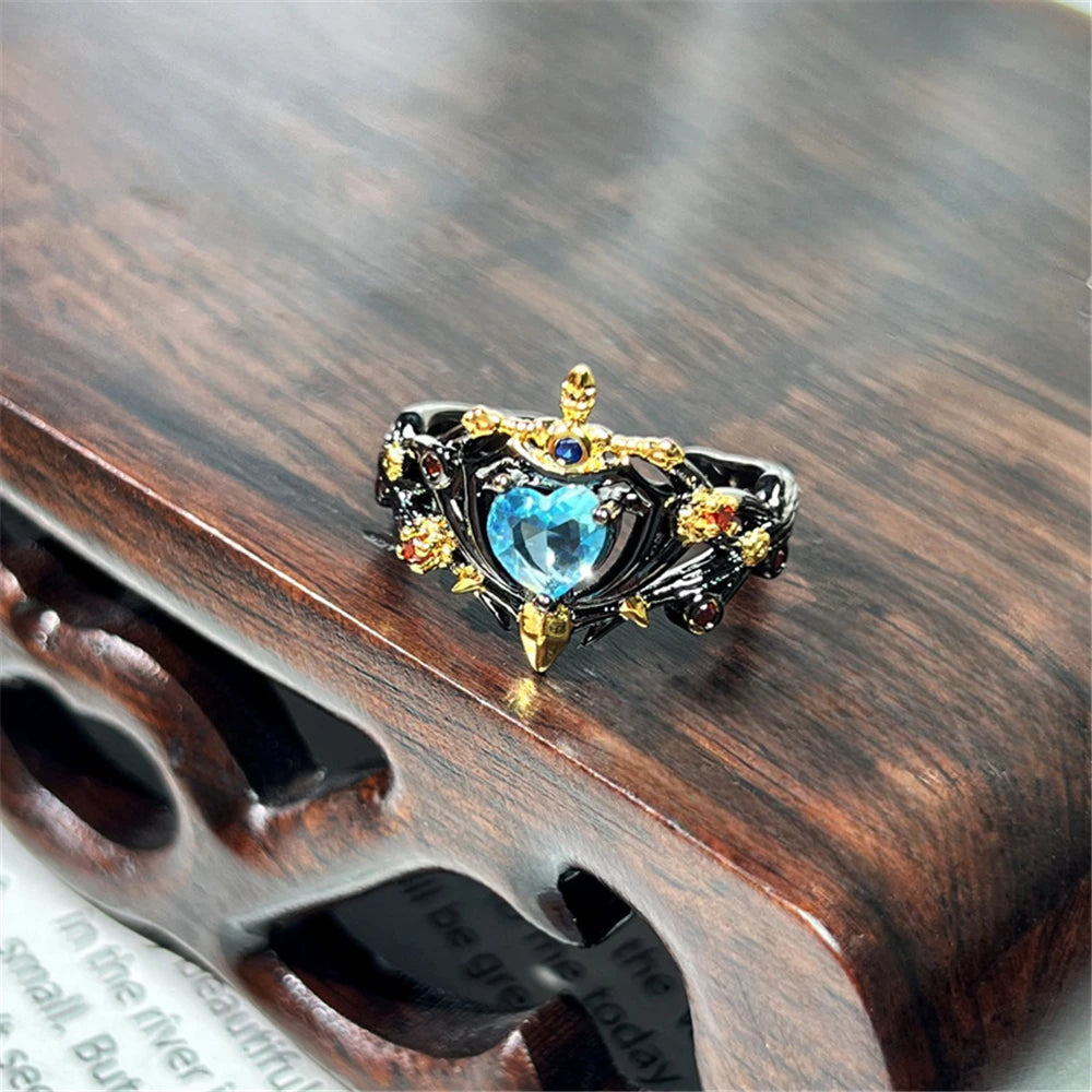 2025 New European American Style Irregular-Shaped Cubic Zirconia Ring for Women Gothic Stackable Jewelry 2Pcs/Set Purple Rings