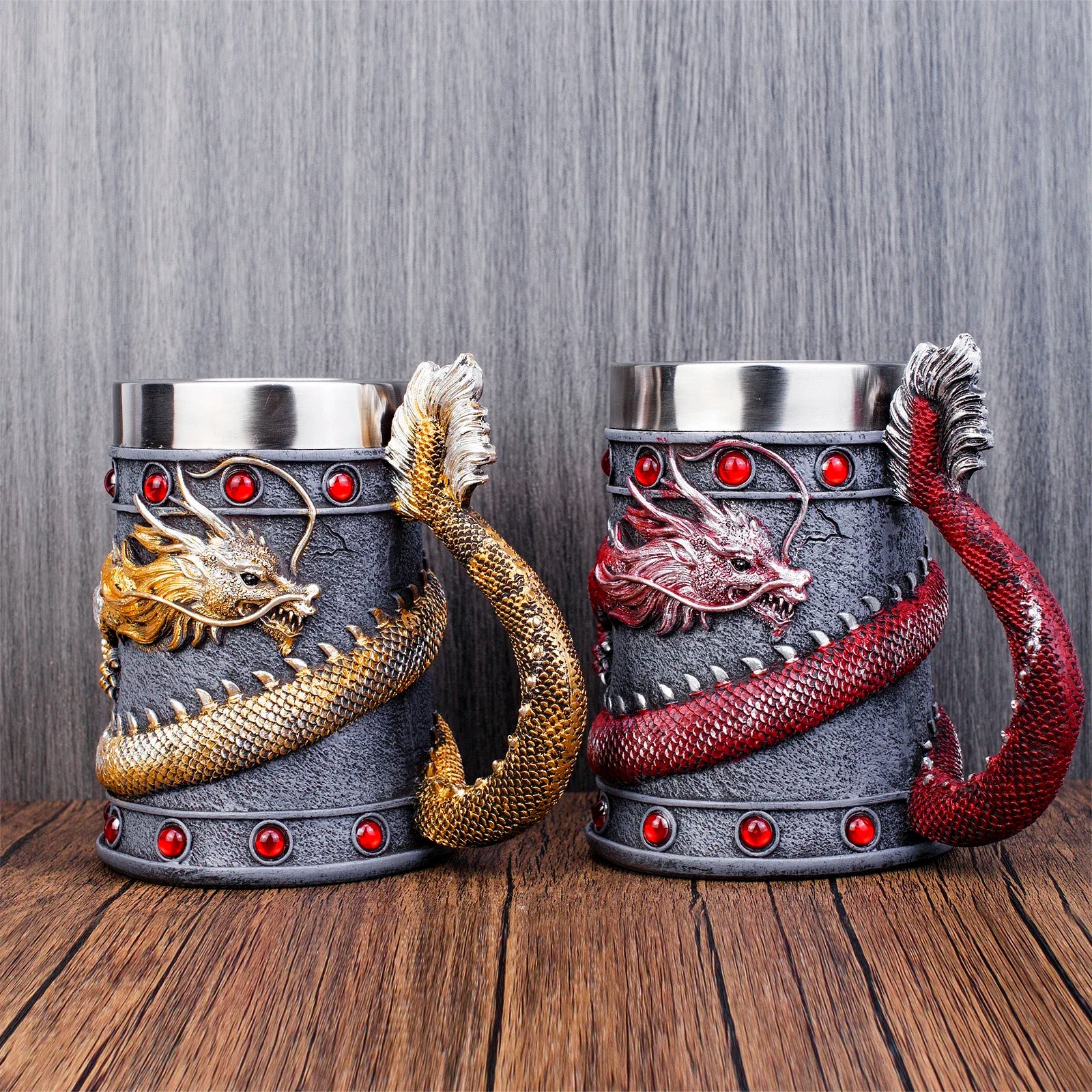 600ML Viking Mug Collection 304 Stainless Steel Insert Resin Beer Danegeld Tankard Coffee Beer Mugs Cup Halloween Friends Gift