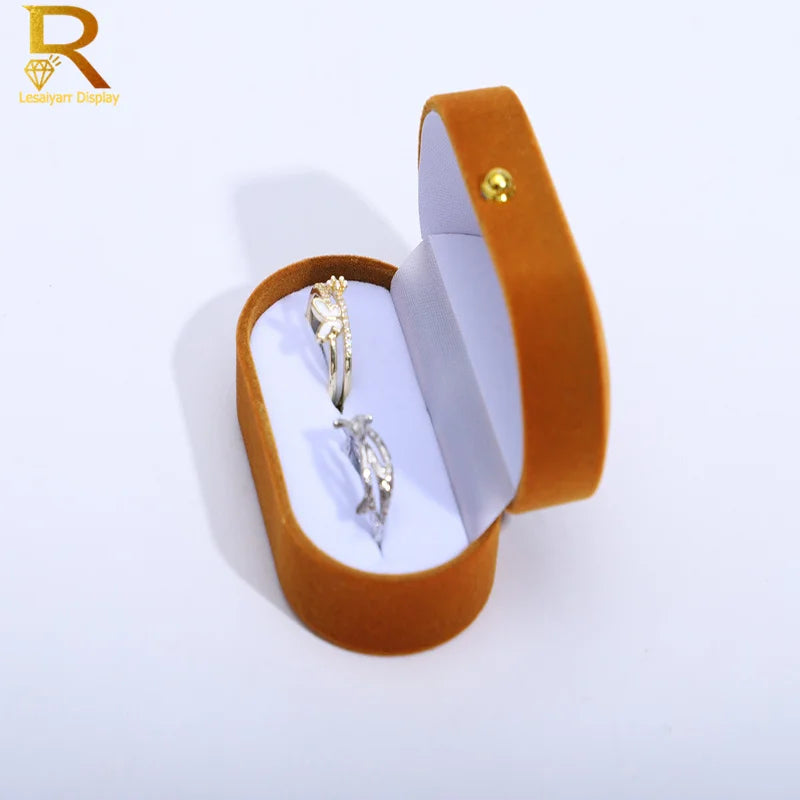 Velvet Trinket Box Ring Box Jewelry Organizer Double Rings BoxJewelry Box Wedding Gift Box Joyeros Organizador De Joyas