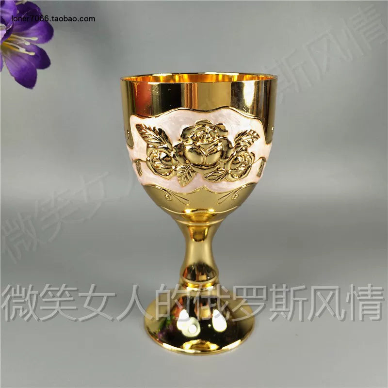 Special Offer Russian R117 Tin Metal Goblets Wine Glass Fully Golden Rose Capacity 100.00G 100ml Thick