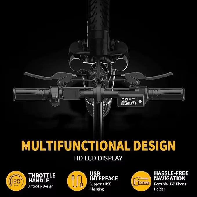 400W Motor 22MPH Max Speed, 14” Tire, 48V 15AH Removable Battery for Electric Bike, Multi-Shock Absorption, City Commuter