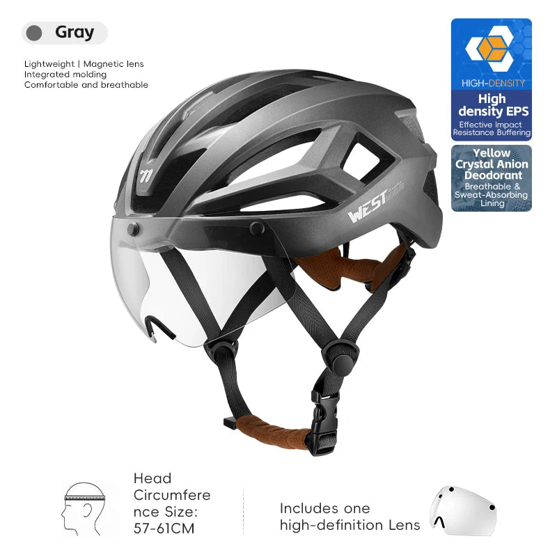 WEST BIKING Magnetic Goggles Bike Helmet Ultralight Aero Cycling Helmet Men Women Electric Scooter Motorcycle Bicycle Helmet