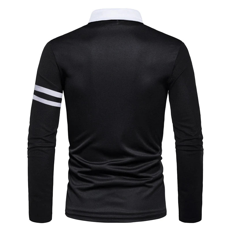 Brand new 2025 Men's Fashion Business Leisure Men's Clothing Men's Long Sleeve Polo Shirt