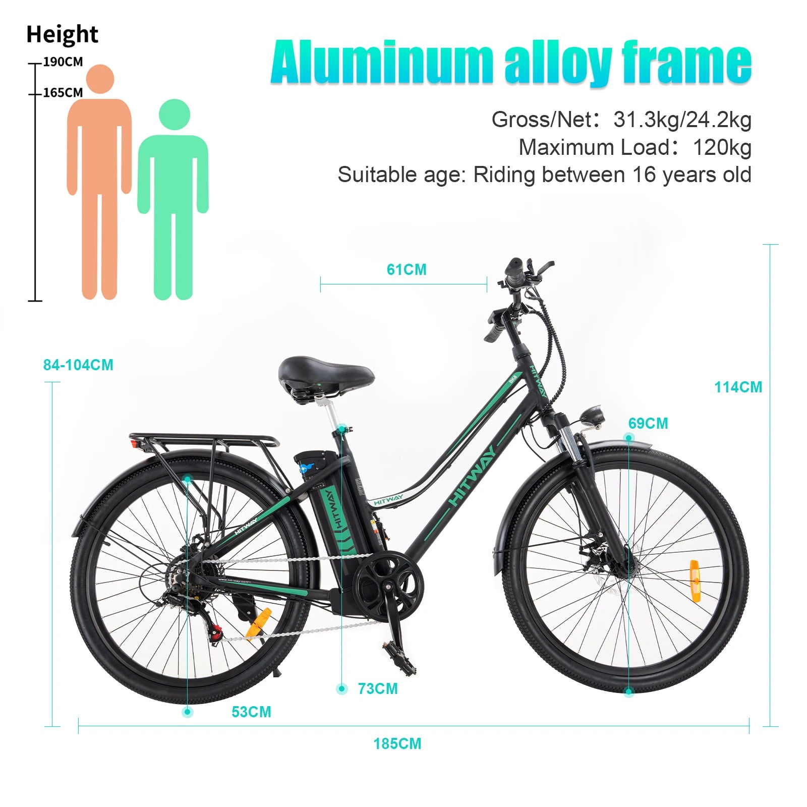 Intelligent Library Europe USA Warehouse Drop Shipping 36V 250W BK8 E-bike With HITWAY Logo On It Smart Adult Electric Bike