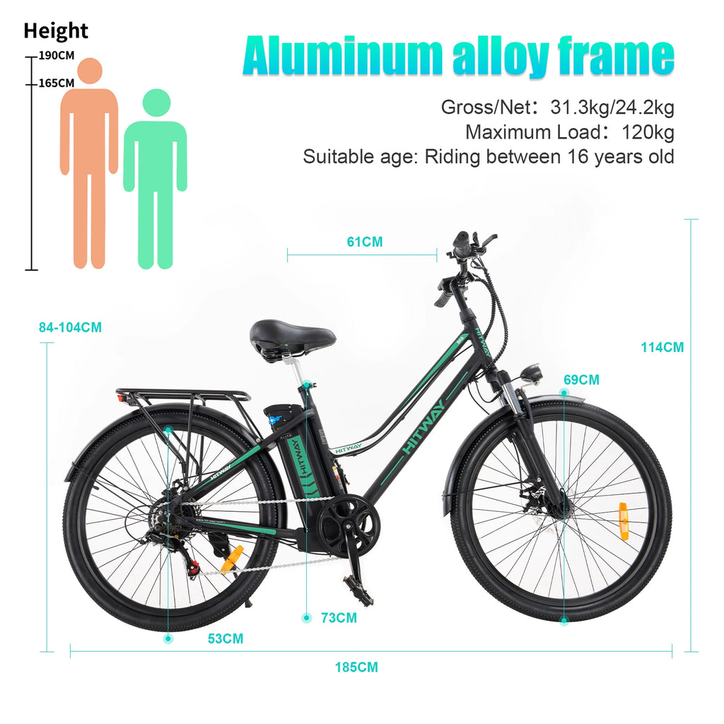 Intelligent Library Europe USA Warehouse Drop Shipping 36V 250W BK8 E-bike With HITWAY Logo On It Smart Adult Electric Bike