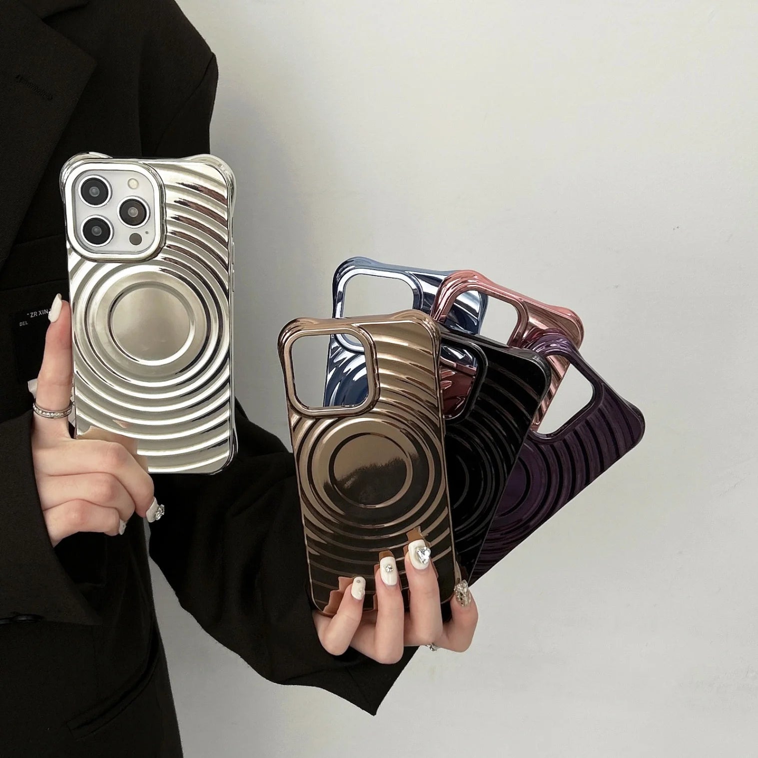 Electroplate Ripple Pattern Magnetic Case For IPhone 11 12 13 14 15 16 Pro Max Plus For Magsafe Shockproof Plating Wave Cover