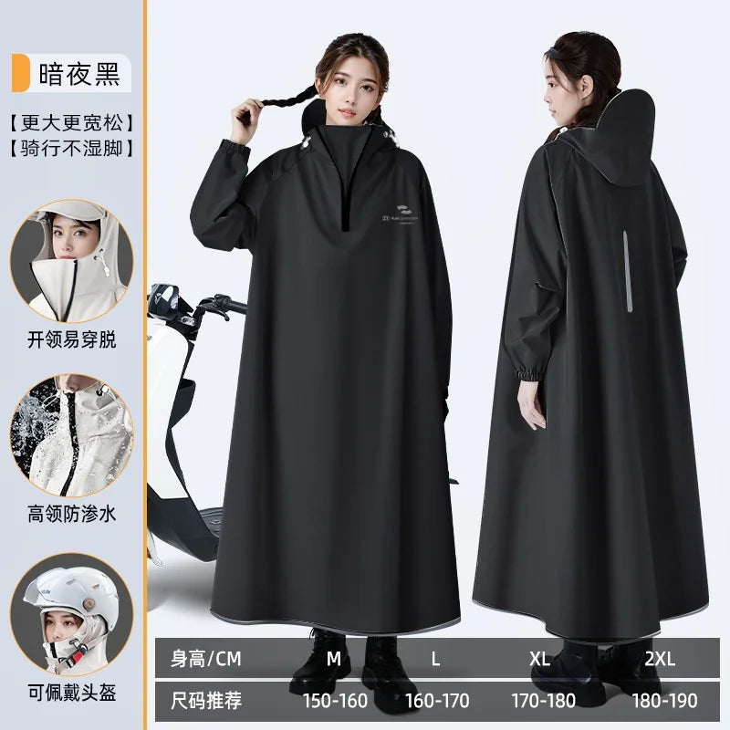 One-piece Long Motorcycle Raincoat Oxford Cloth Cycling Waterproof Poncho Unisex Electric Bicycle Outdoor Rain Wear