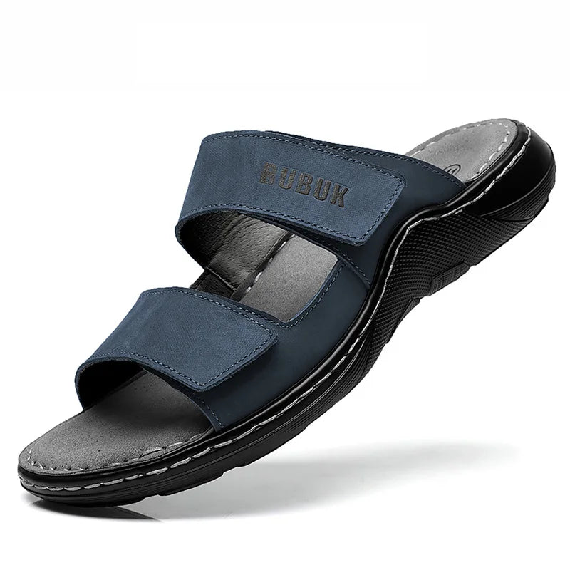 First-Layer Cowhide Men's Sports Sandals, Open-Toe Outdoor 防滑 Sandals, Casual Men's Shoes, Outdoor Fashion Beach Shoes, Li