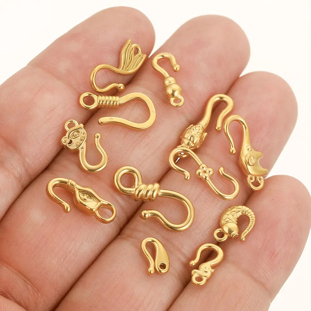 10pcs Lot Stainless Steel S Gold Jewelry Making Clasps Hooks Fasteners Connectors for Bracelet Nacklace Jewelry Making Materials