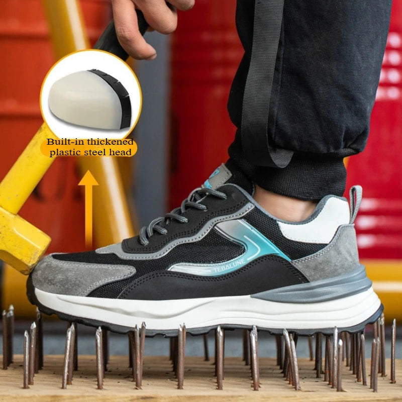 Indestructible Men's Boots Anti Smash Puncture Mens Safety Boots Lace Up Work Shoes Breathable Cotton Men Sneakers Mesh Zapatos